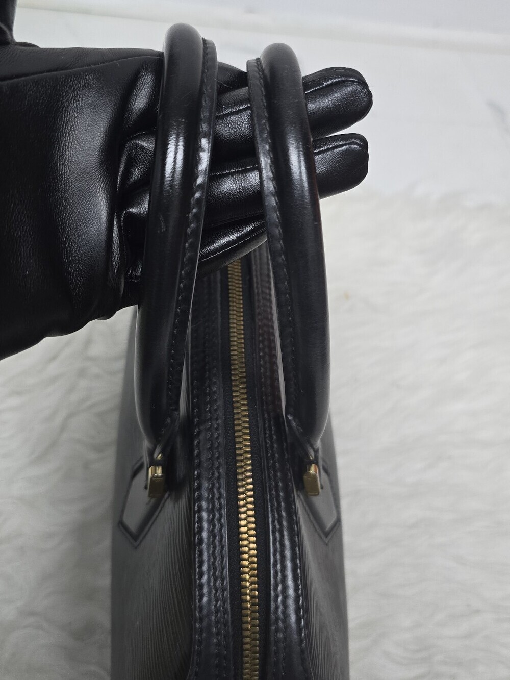 Louis Vuitton Black Epi Leather Dome Satchel with Gold Hardware - Picture 9 of 15